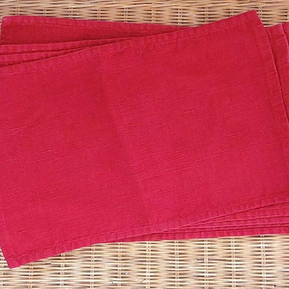 Crate & Barrel Red Woven 100% Cotton PLACEMATS - Set Of 4